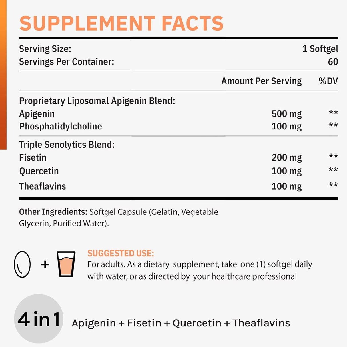 Cápsulas blandas de apigenina liposomal de 500 mg Cenffitio