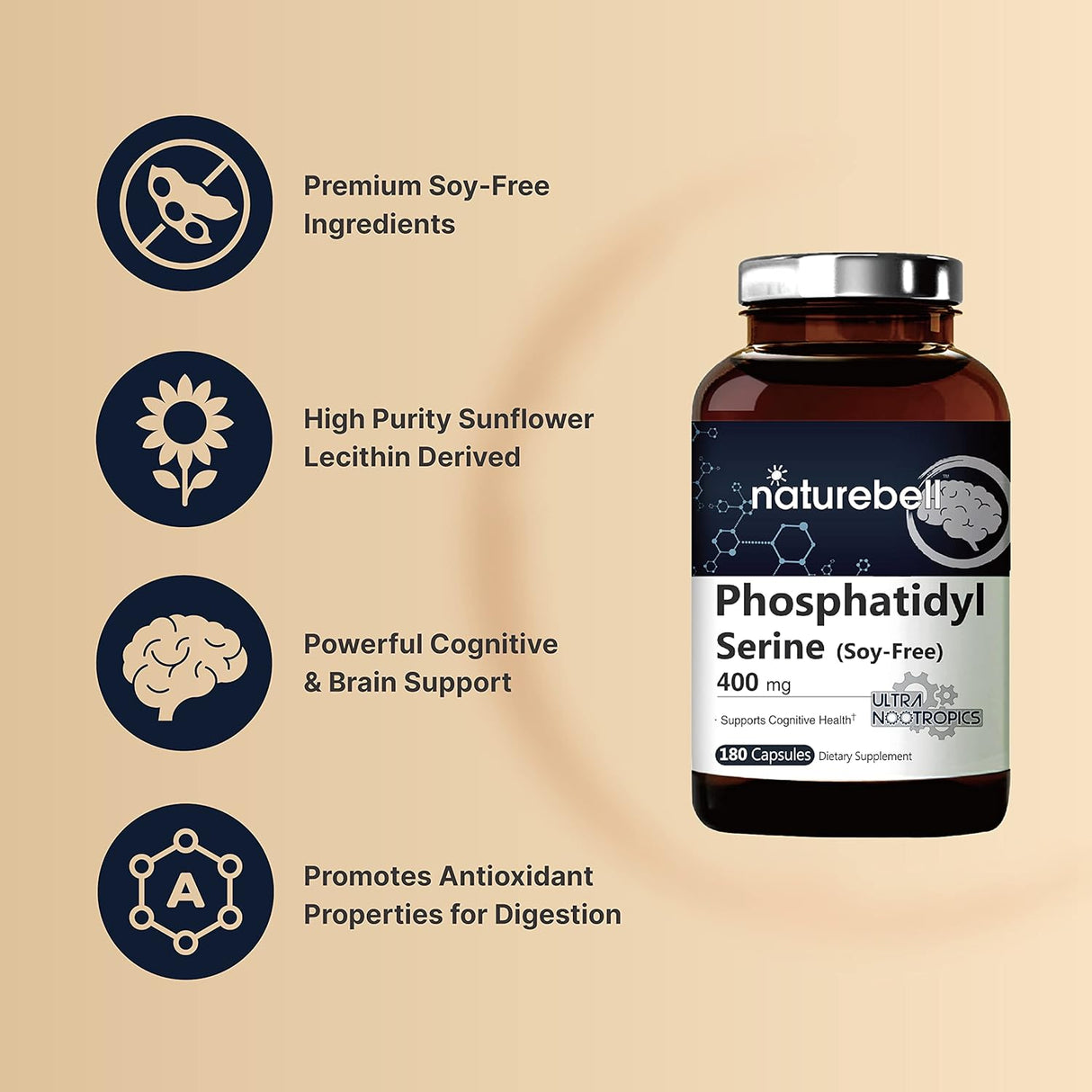 Suplemento 400 mg por porción 180 cápsulas sin soja