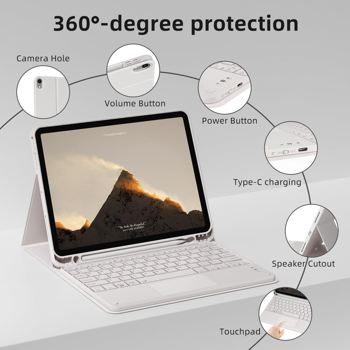 Funda con teclado para iPad Air 11 6ta/5ta/4ta Gen, Bluetooth