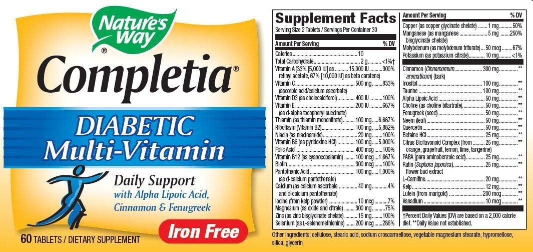 Suplemento Nature Way Completia Diabetic Multivitamin 60 Tab