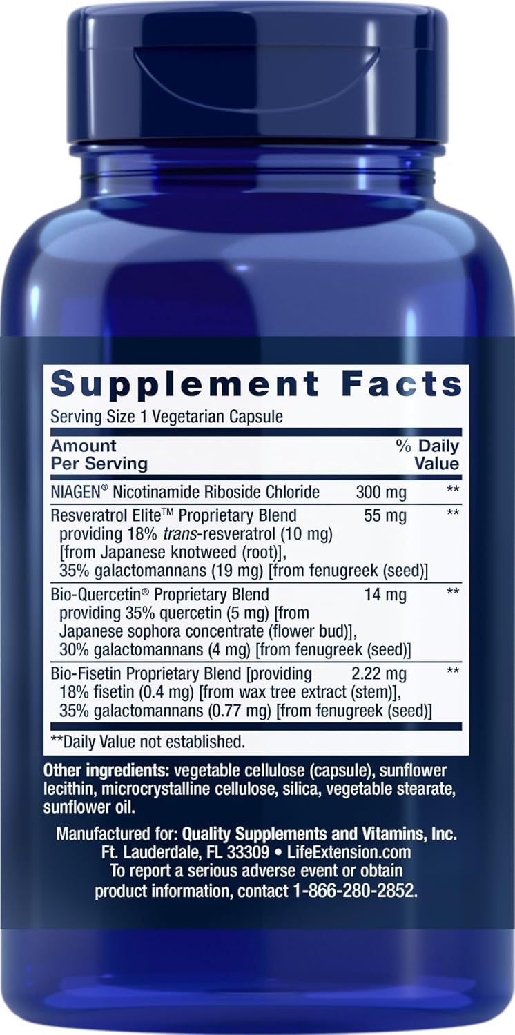 Regenerador Celular NAD+ y Resveratrol Elite, 90 Veg Caps