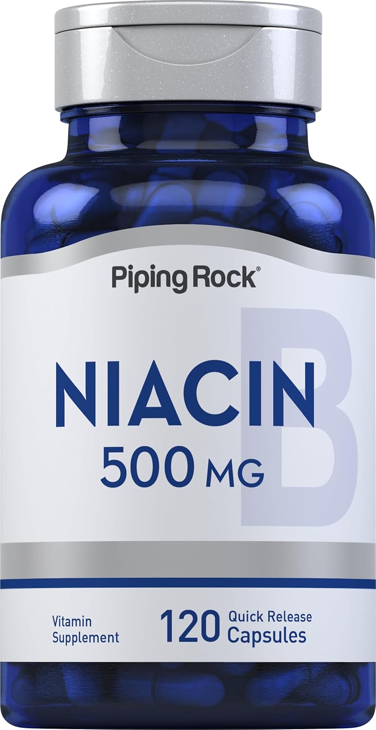 Niacina 500mg Piping Rock | 120 Cápsulas | No GMO, Sin Gluten