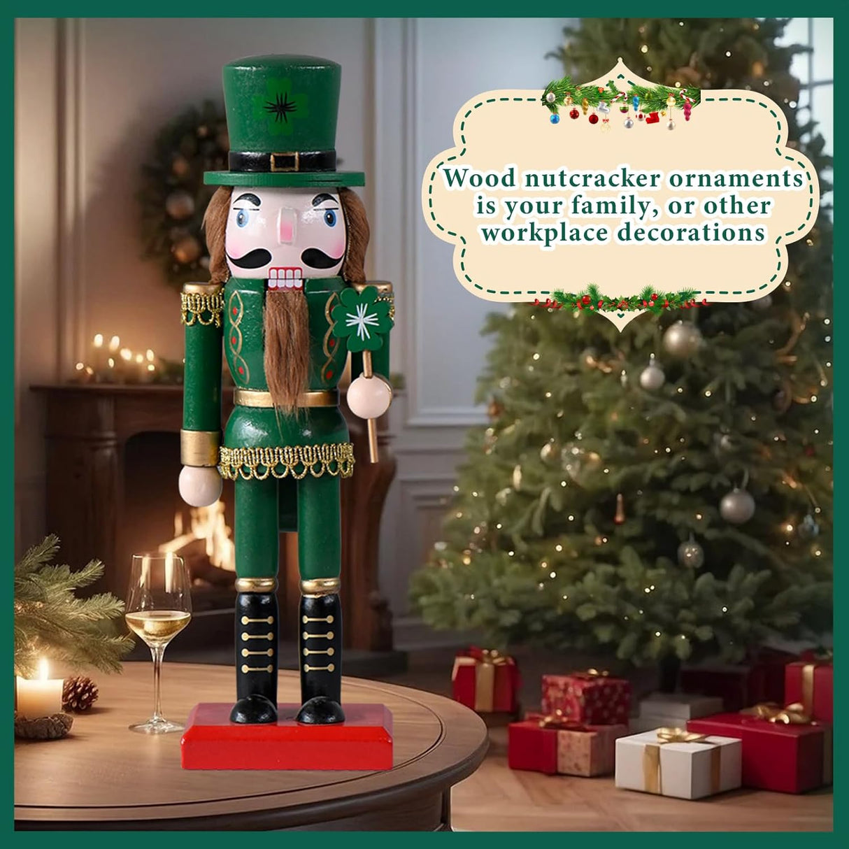 Adornos Navideños de Trébol de Cuatro Hojas - Figuras de Madera