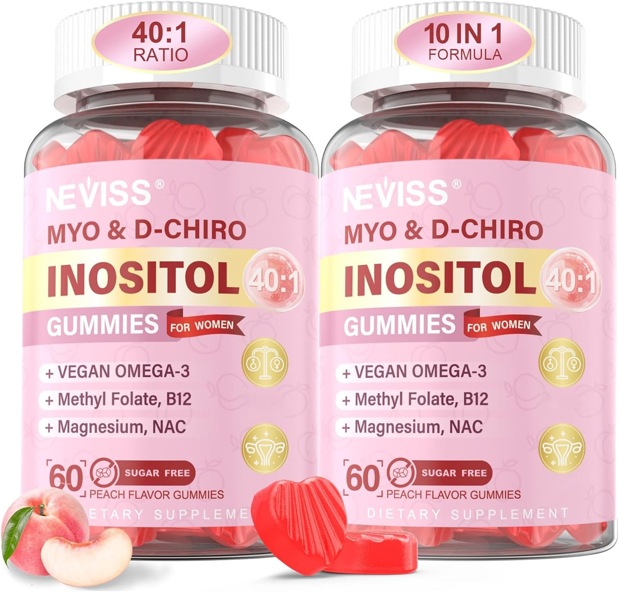 Gummies de Inositol y D-Chiro para Mujeres, 2000mg + 50mg