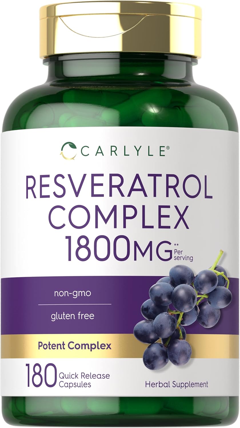Suplemento Carlyle de resveratrol 1800 mg 180 cápsulas
