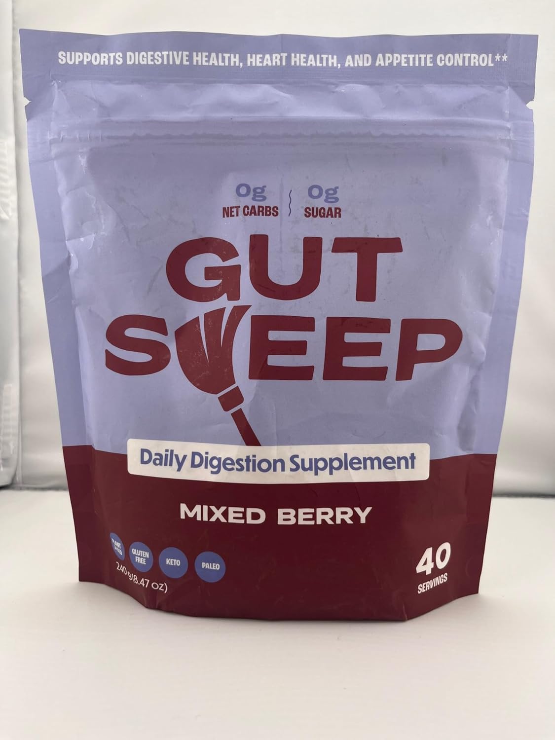 Suplemento Digestivo Gut Sweep - Fibra Psyllium, 40 Porciones