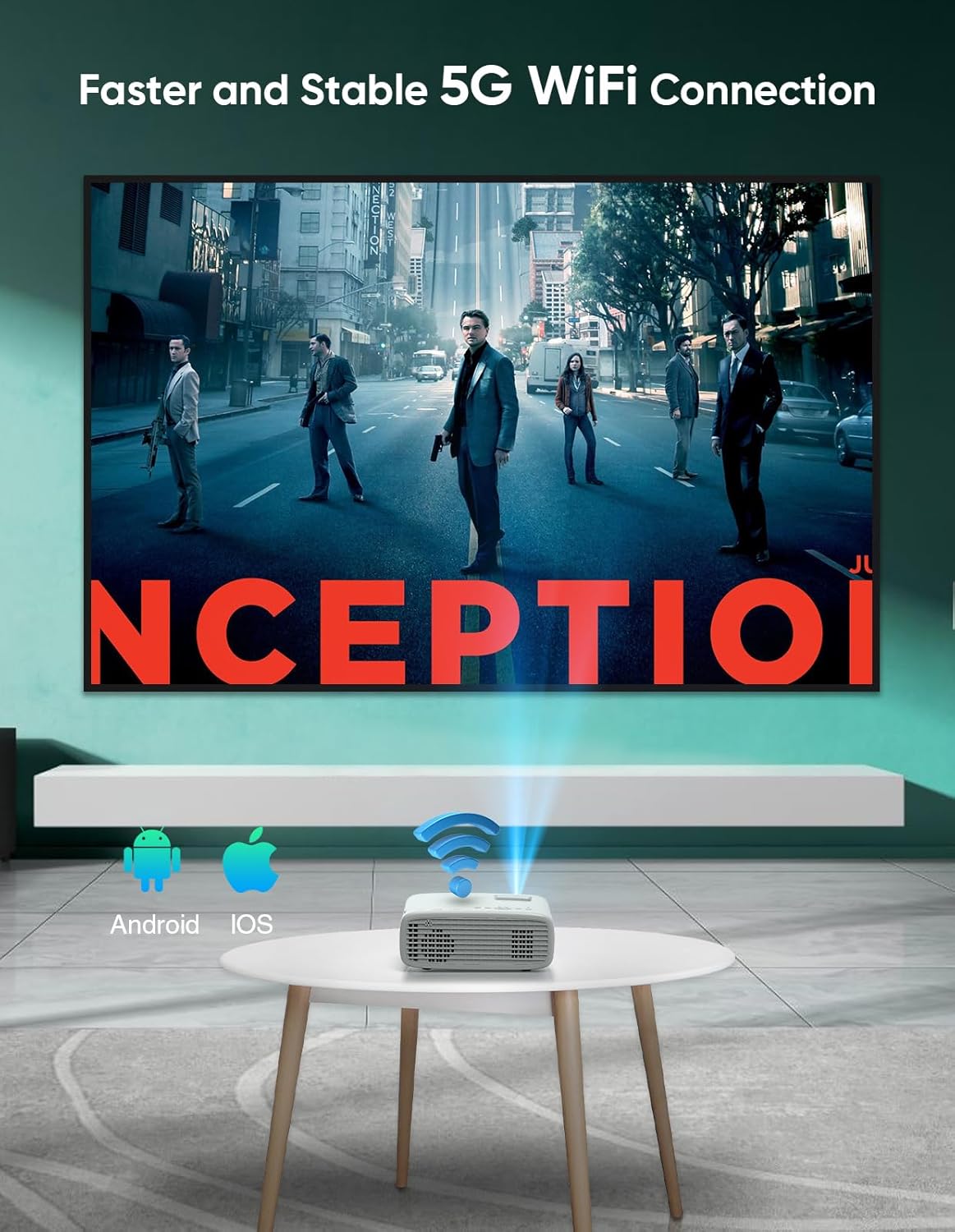 Proyector TMY 1080P nativo, WiFi 5G, Bluetooth 5.1, portátil