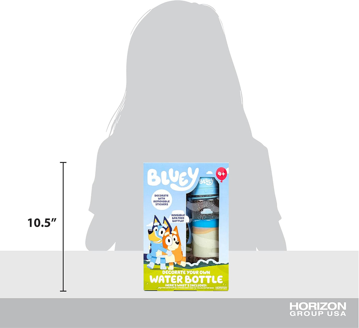 Botella de Agua Bluey, Stickers Reposicionables, BPA-Free