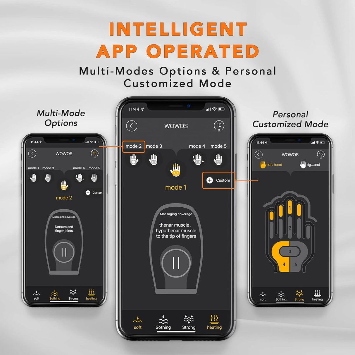 Masajeador de Manos Breo WOWOS, Calentamiento, Control APP