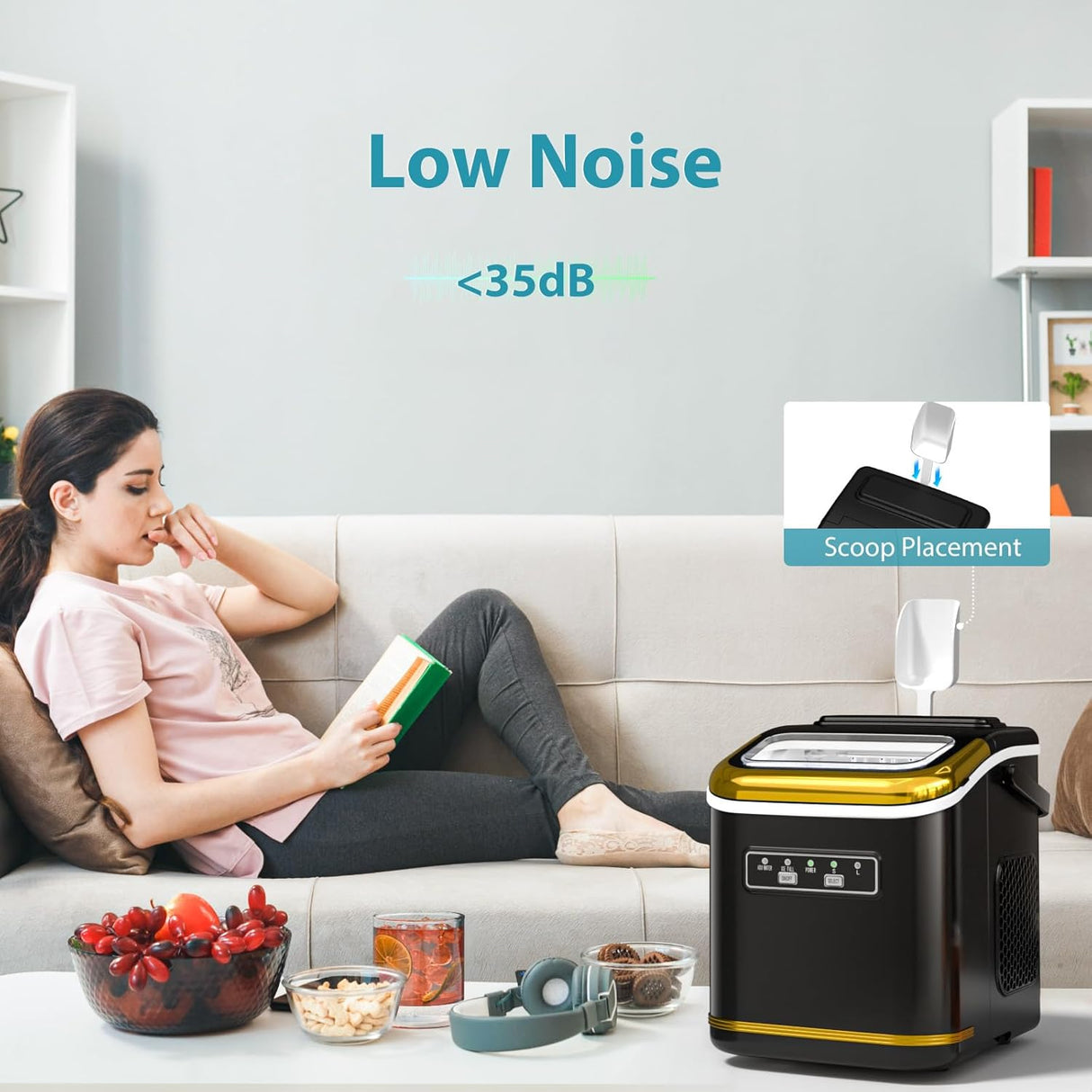 Máquina de Hielo Portátil Compacta, Auto Limpieza, 26lbs/24hrs