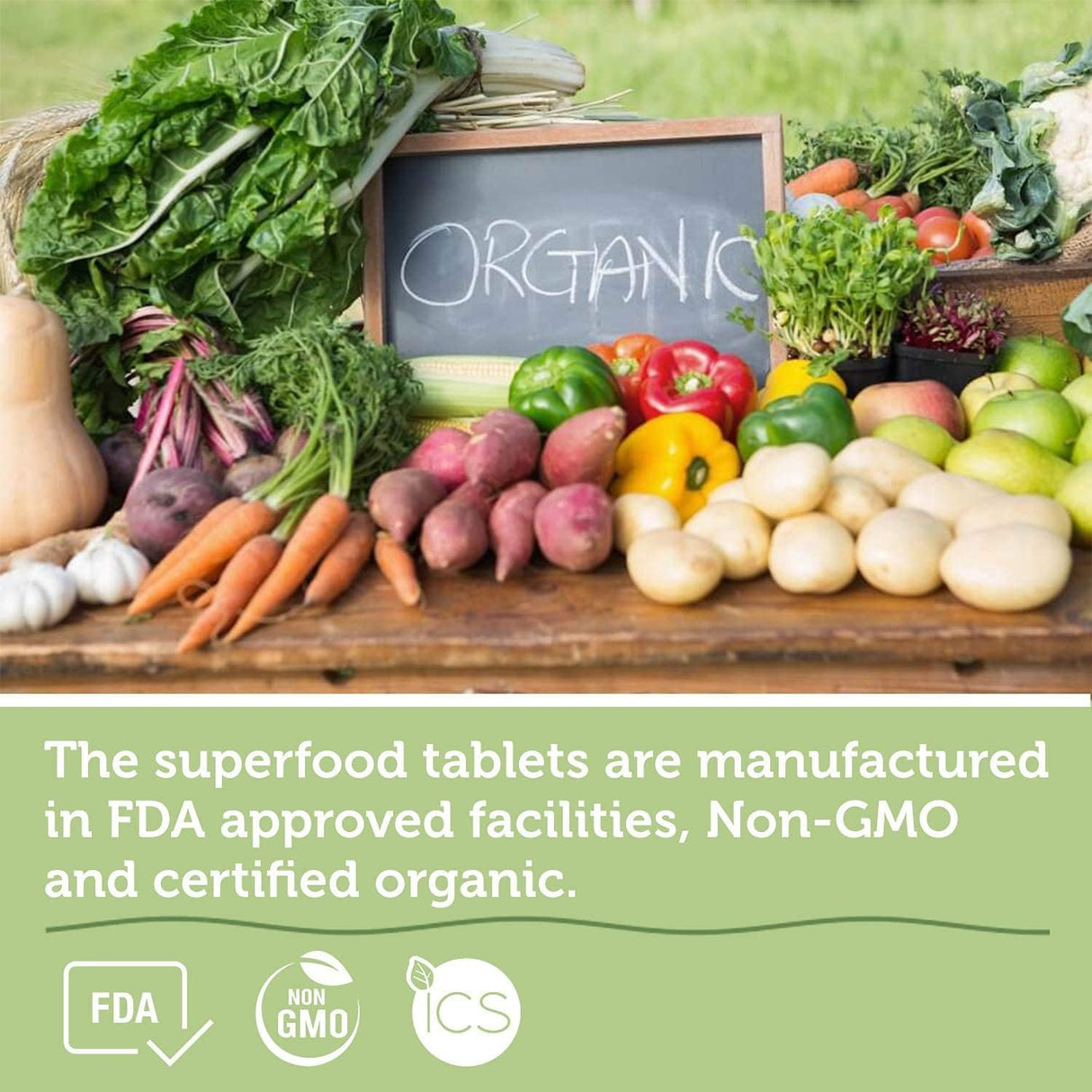 Suplemento Complejo orgánico de frutas y verduras 120 unid