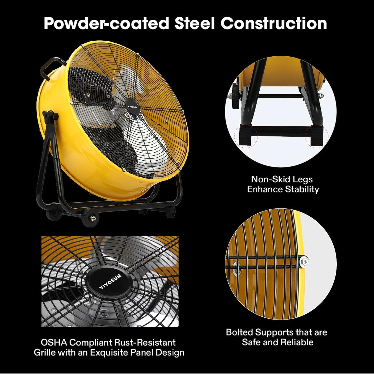 Ventilador Industrial VIVOSUN 24” Alta Velocidad 3 Velocidades