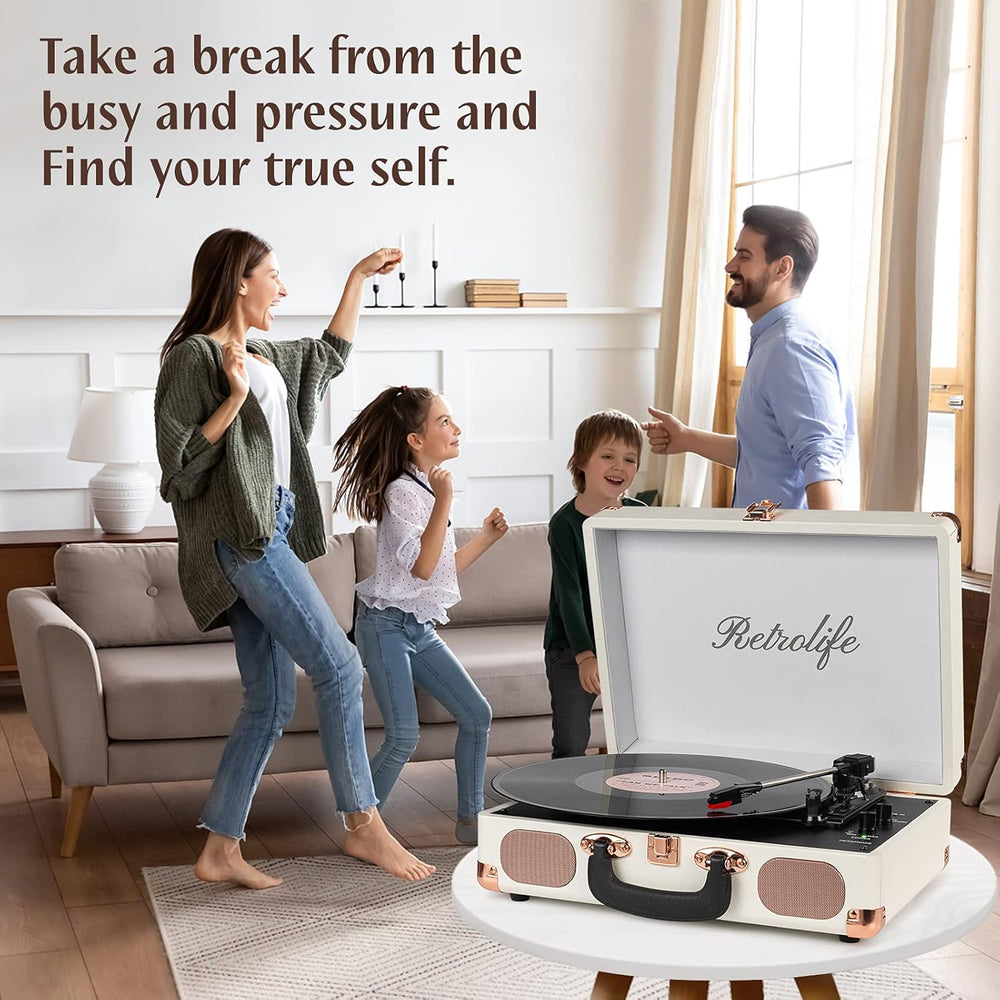 Reproductor de Vinilo Portátil 3 Velocidades con Bluetooth