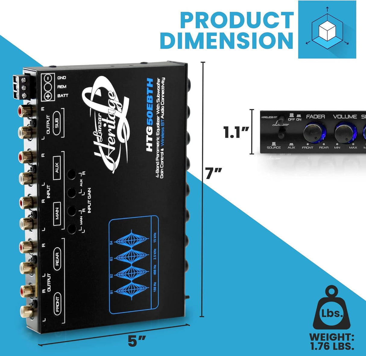 Ecualizador paramétrico inalámbrica Lanzar HTG50EBTH
