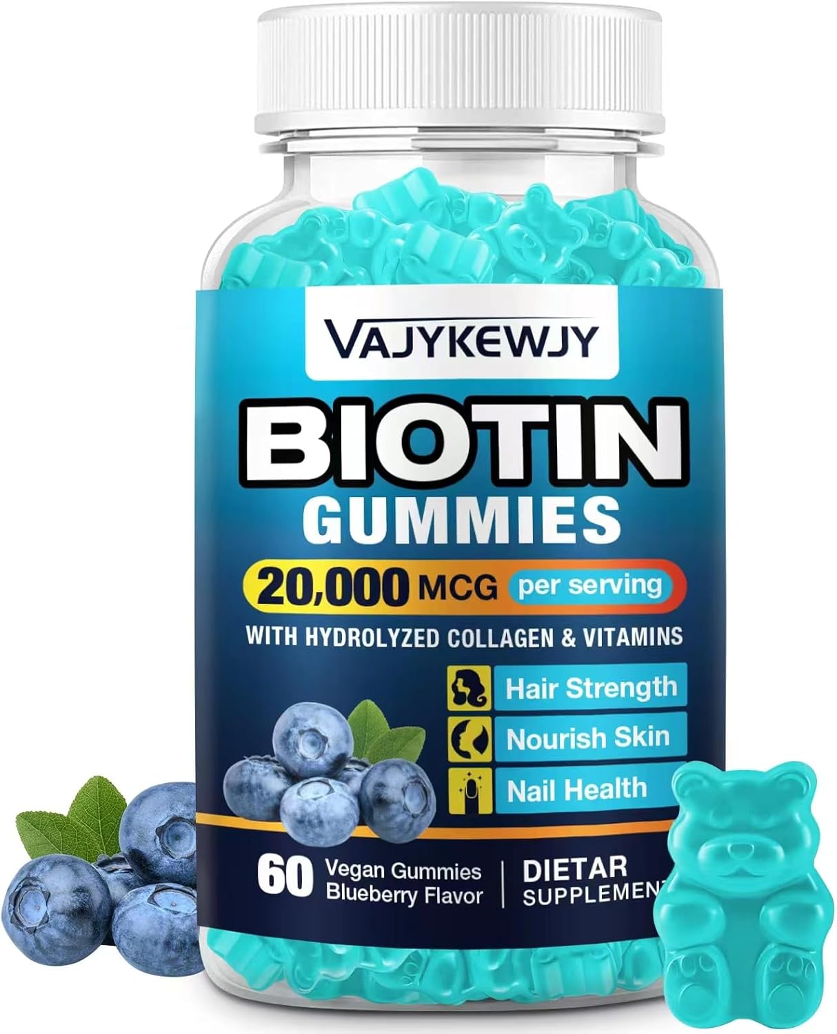 Gomitas Veganas de Biotina - 20,000 mcg - 60 Unidades