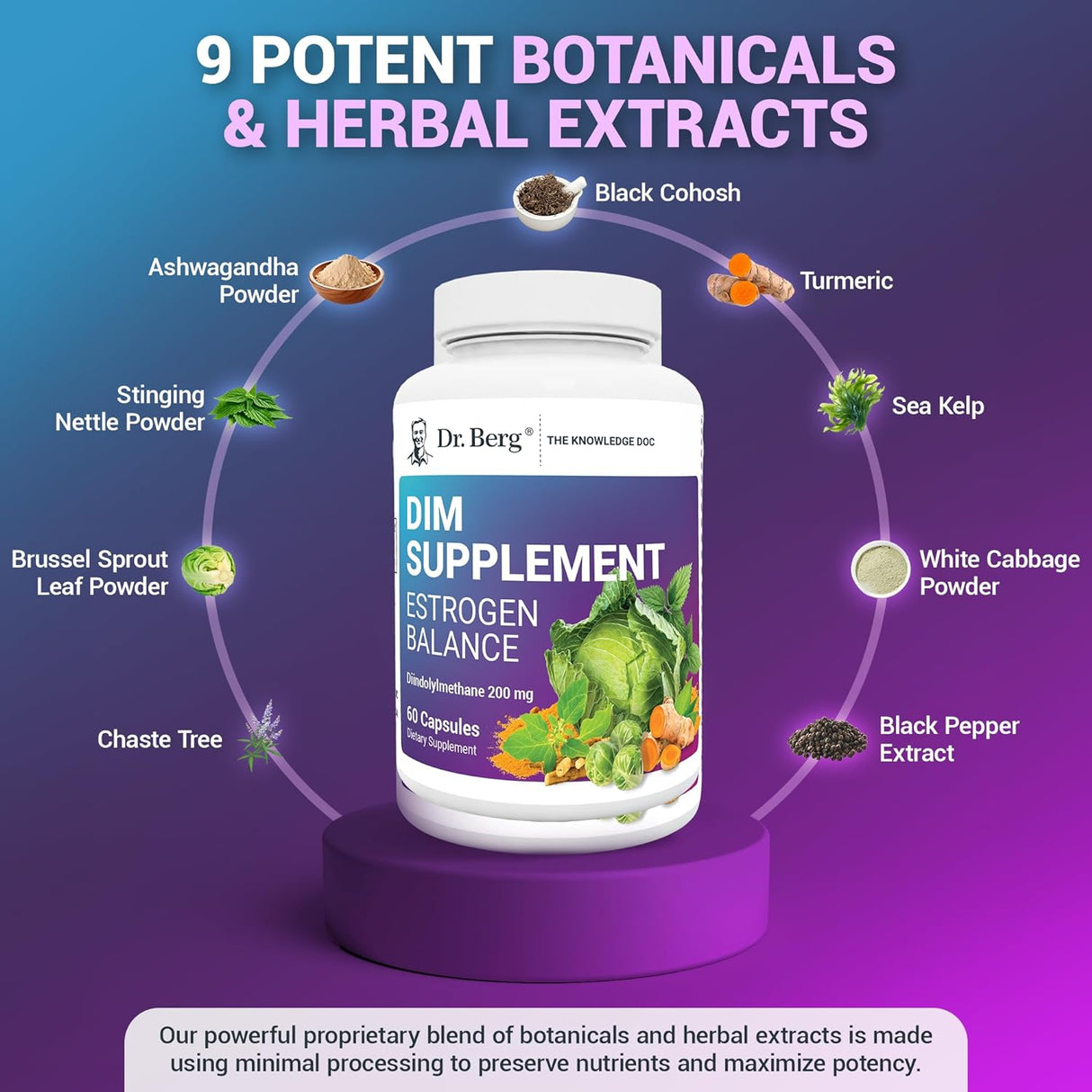 Suplemento de estrógeno DIM con diindolilmetano y pimienta negra
