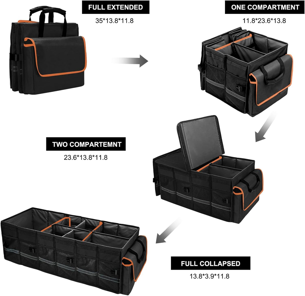 Organizador de Maletero con Enfriador, 6 Divisores Removibles