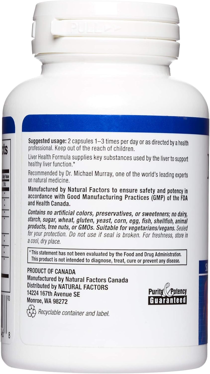 Suplemento Natural Factors, Fórmula de salud hepática 60 cáp