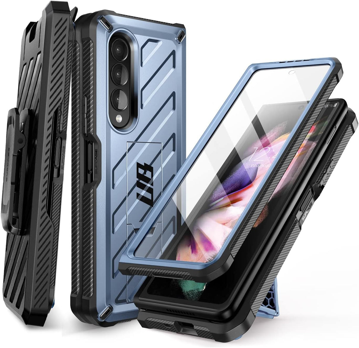 SUPCASE Unicorn Beetle - Funda protectora para Galaxy Z Fold 3 5G (2021), resistente clip para cinturón a prueba de golpes, con protector de pantalla integrado y soporte (inclinación)