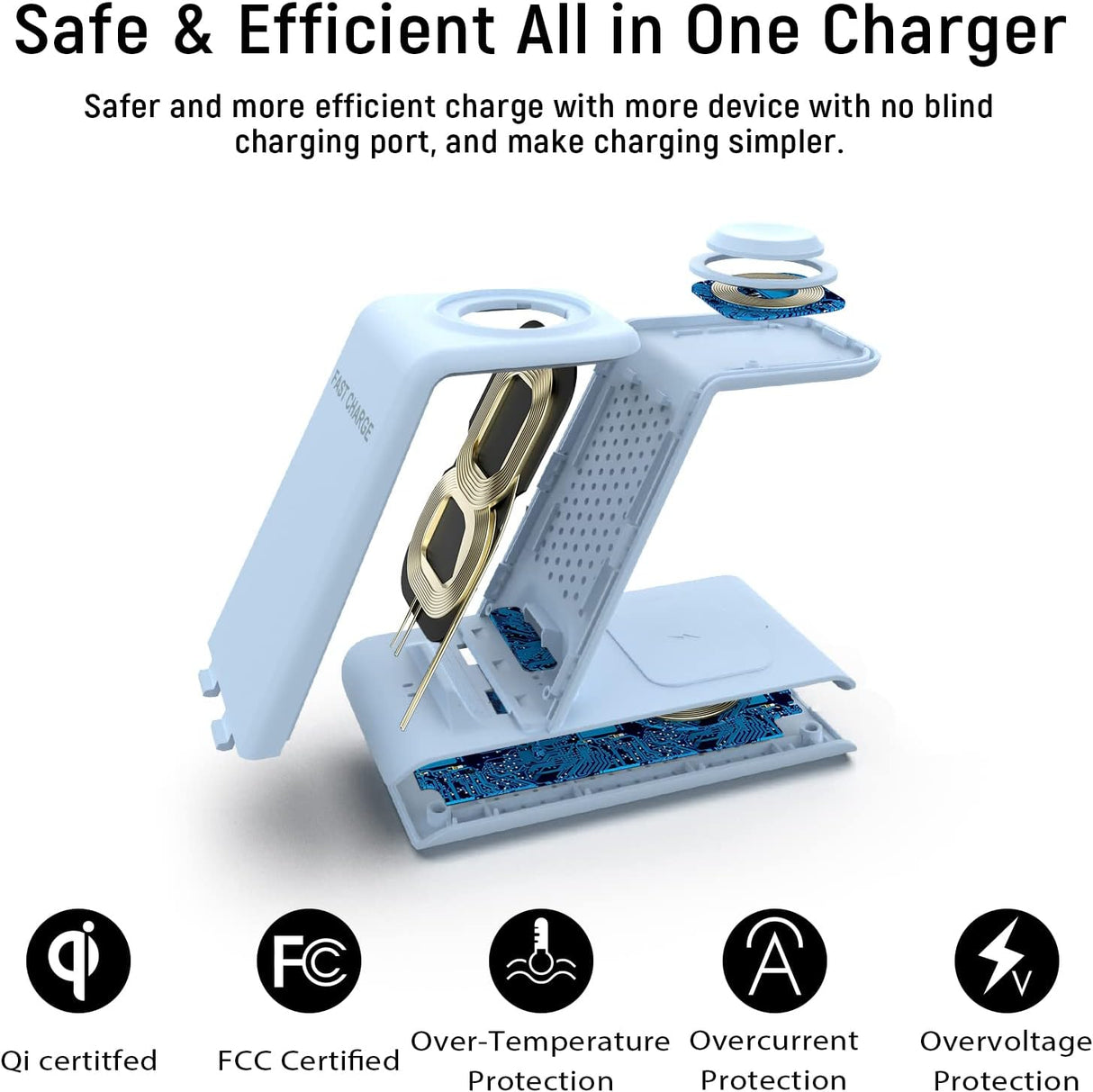 Cargador inalámbrico para celulares 3 en 1 carga rápido