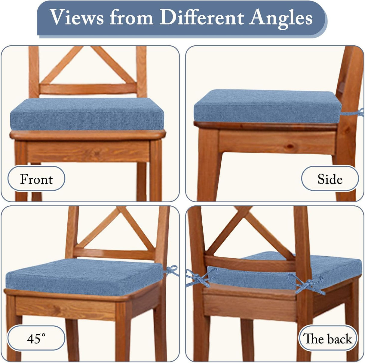 Cojines para Sillas de Comedor Cozyide, 4 Piezas, Antideslizantes