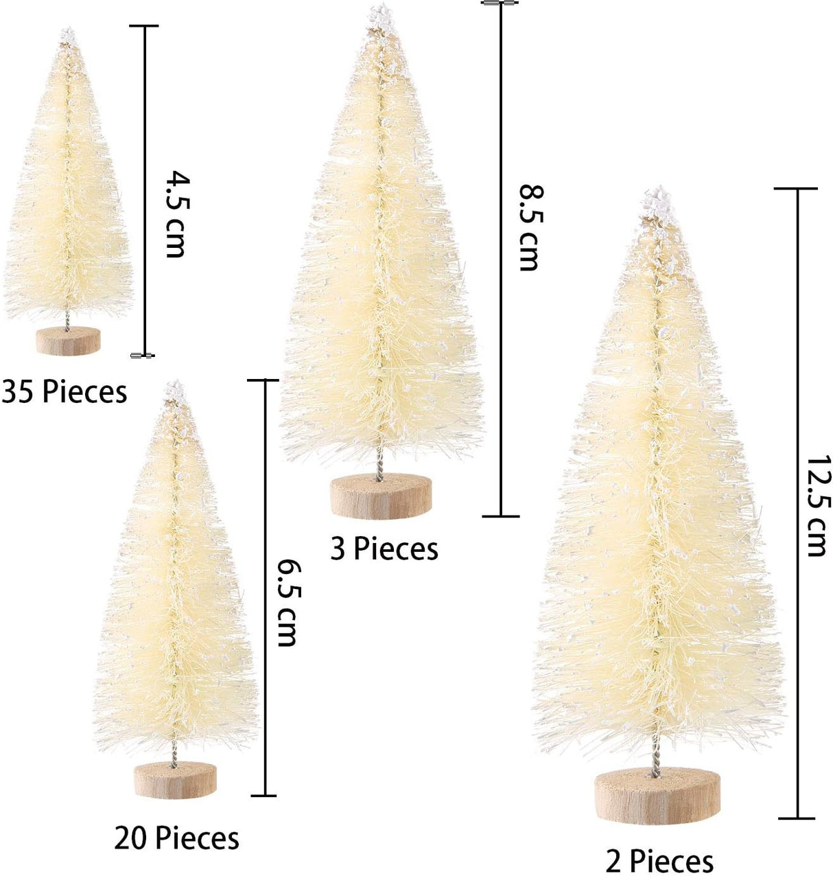Árboles de Navidad Artificiales SATINIOR con Base de Madera 60 Pzas