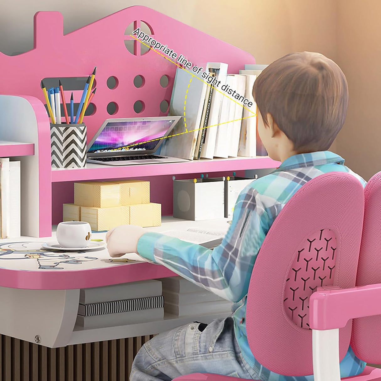 Set de Escritorio y Silla Infantil, Altura Ajustable, Antimiopía