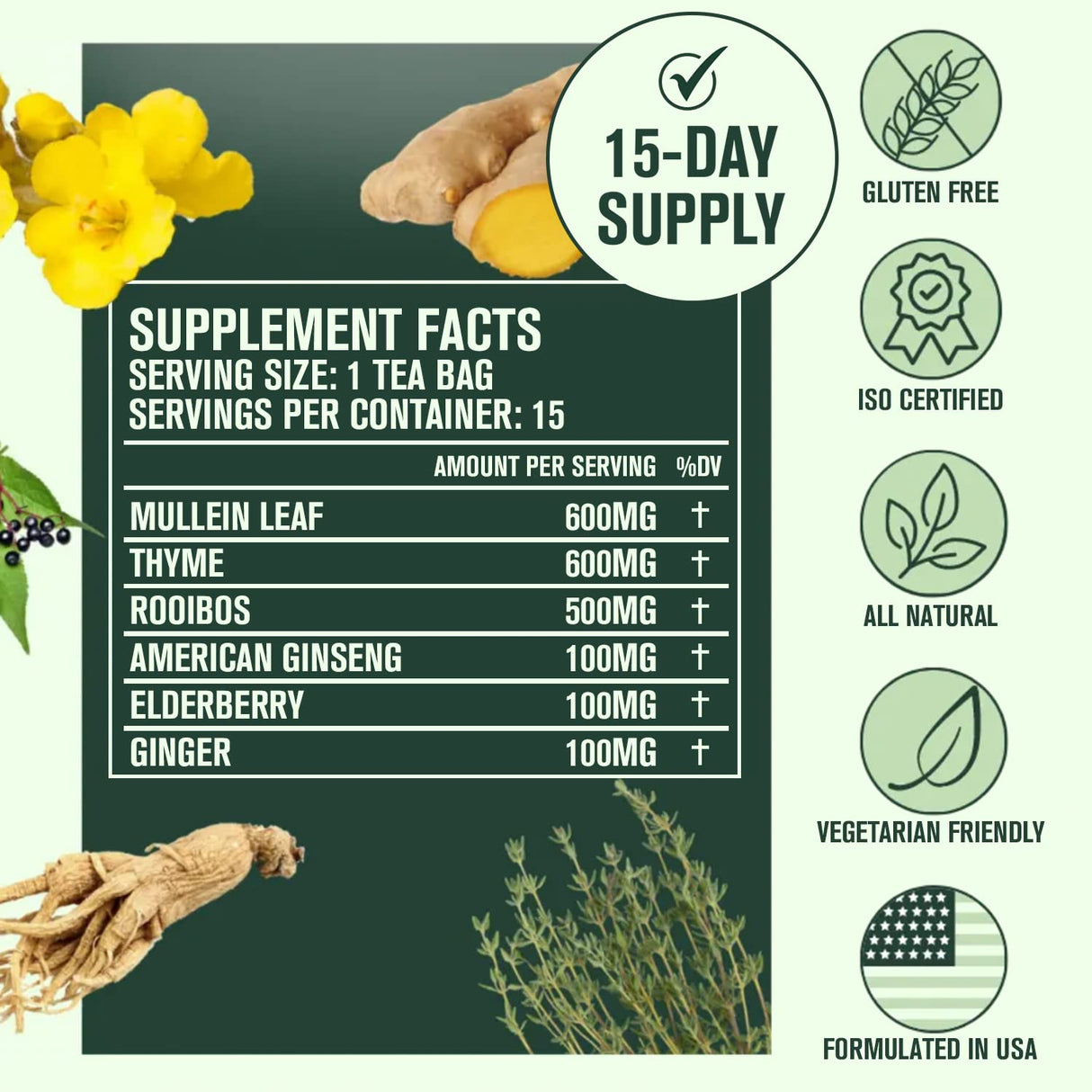 Té de desintoxicación 15 bolsas de té de hierbas