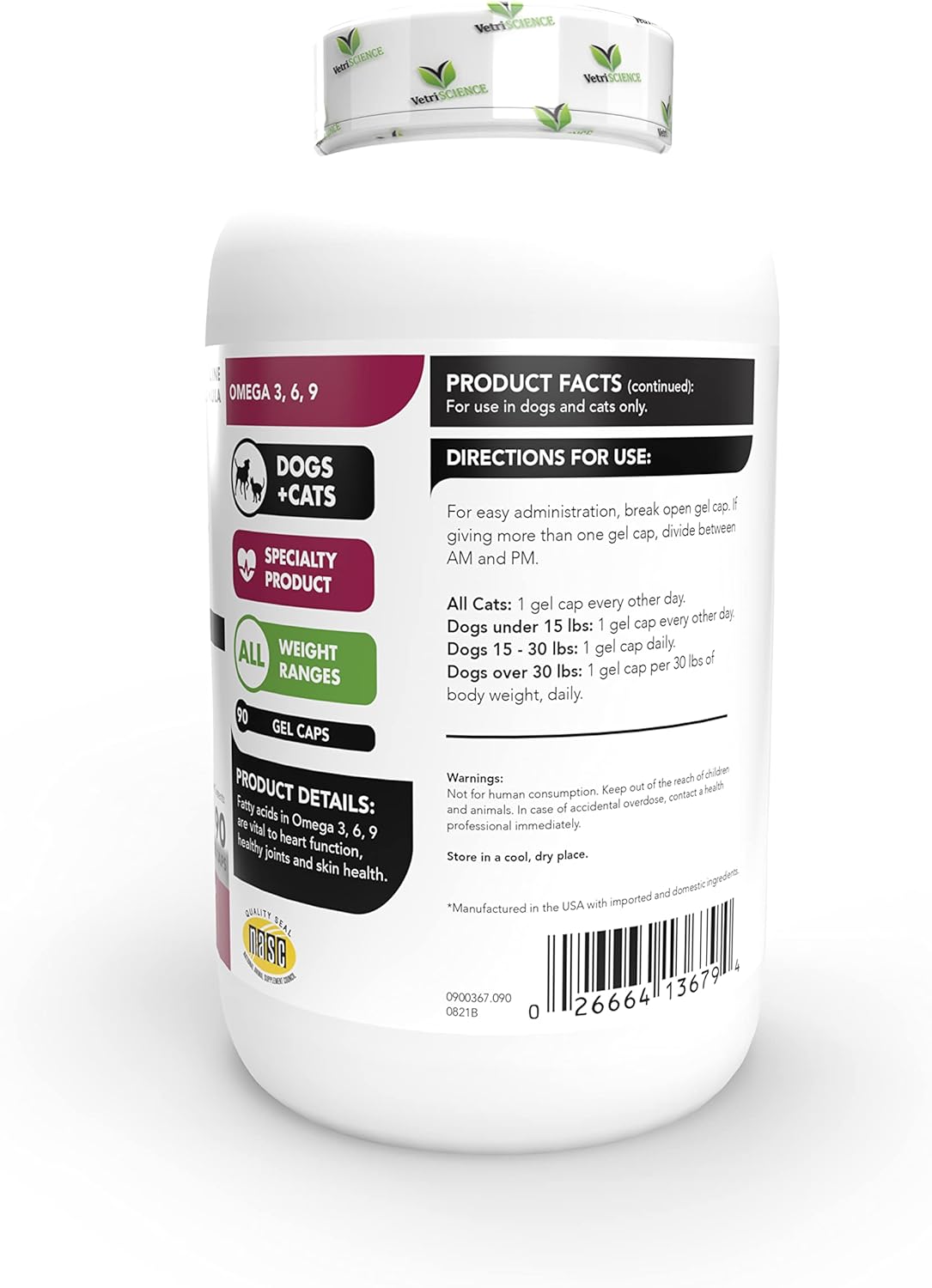 VetriScience Aceite de pescado Omega 3 para perros y gatos