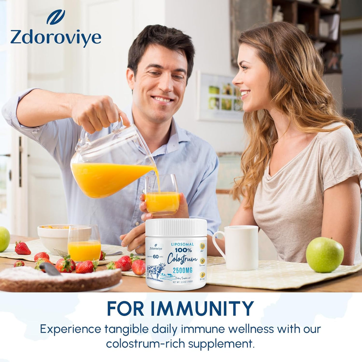 Suplemento de Colostro Bovino Liposomal 2500 mg - 60 Servings