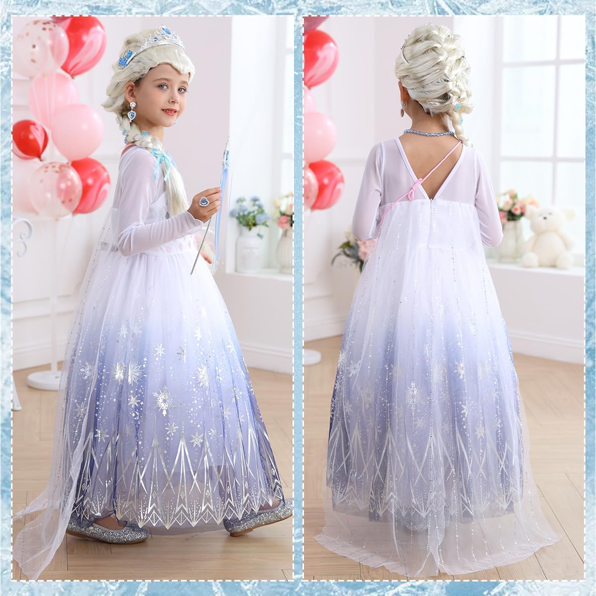 Disfraz de Princesa Elsa para Niñas, Cosplay, Accesorios, Modelo