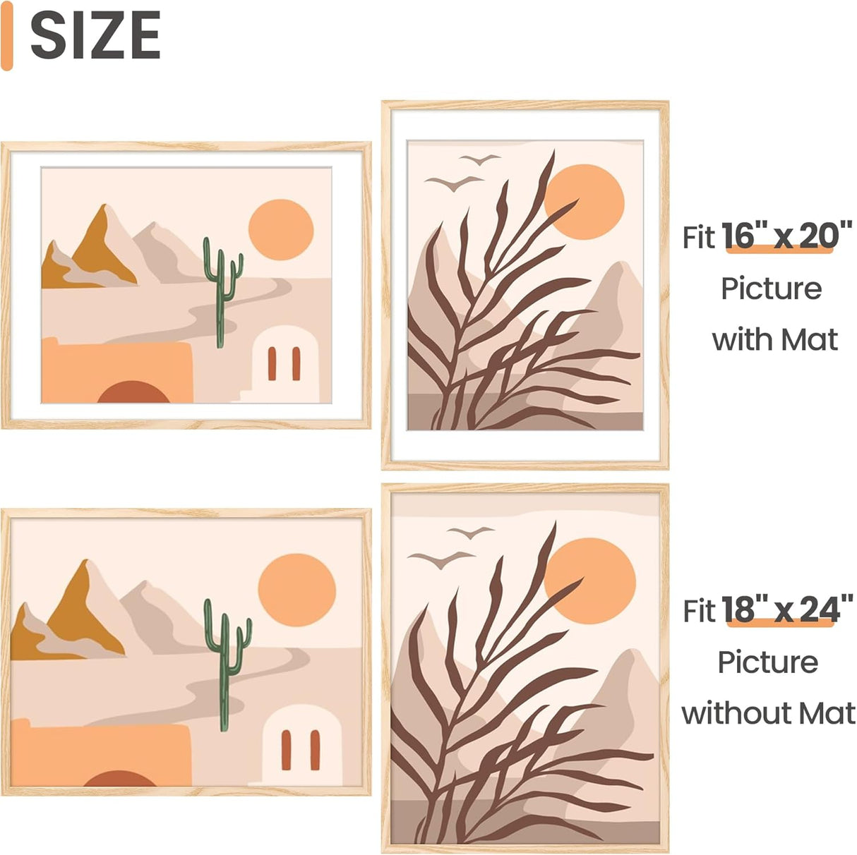 Marco de fotos 18x24, con o sin paspartú, modelo 16x20