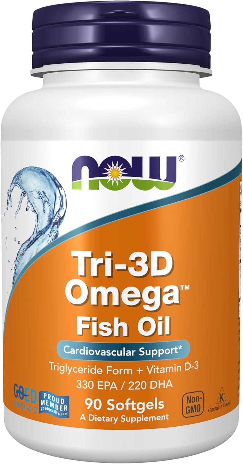 Suplemento Omega-3 Tri-3D NOW, D-3, 90 cápsulas