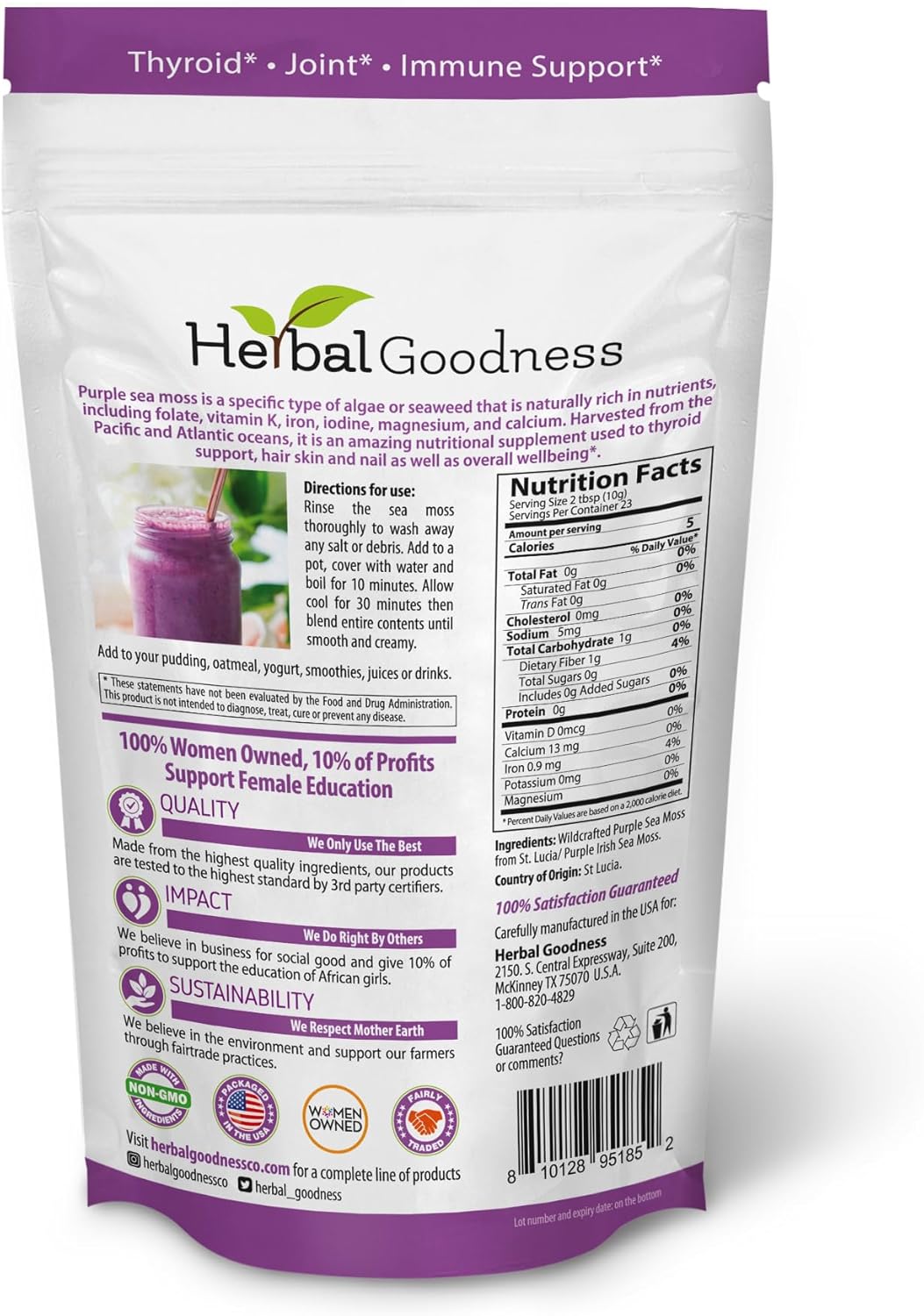 Gel de Musgo Marino Herbal Goodness 8oz - Digestión y Piel