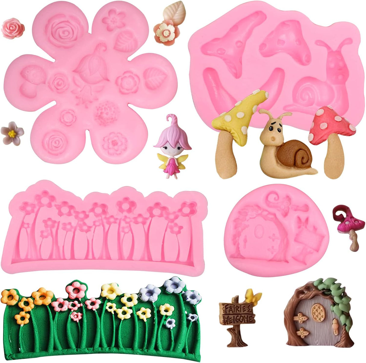 Encantado Moldes de silicona para decoración de pasteles