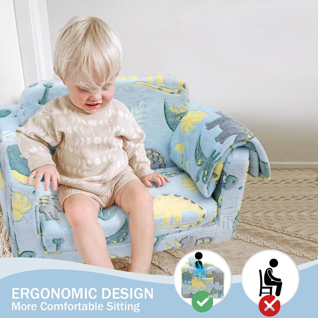 Silla de felpa suave y plegable para niños pequeños