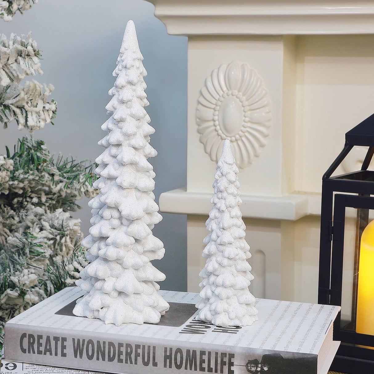 Juegoal Decoraciones de Mesa Árboles de Navidad Set de 2