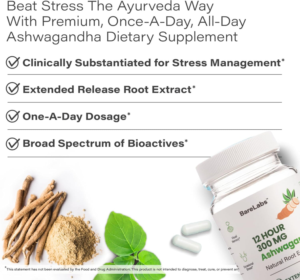 Suplemento de Ashwagandha 300mg - Energía y Sueño - 60 Cápsulas