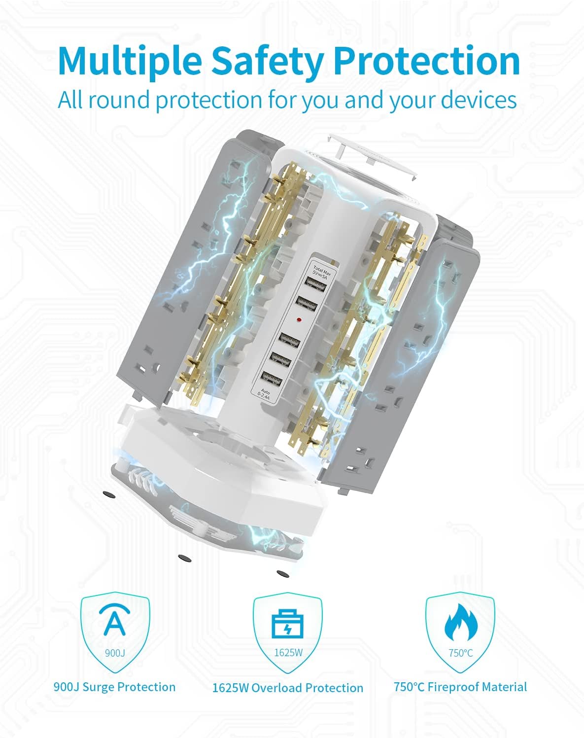 Fararaka - Torre de regleta de alimentación de 16 salidas