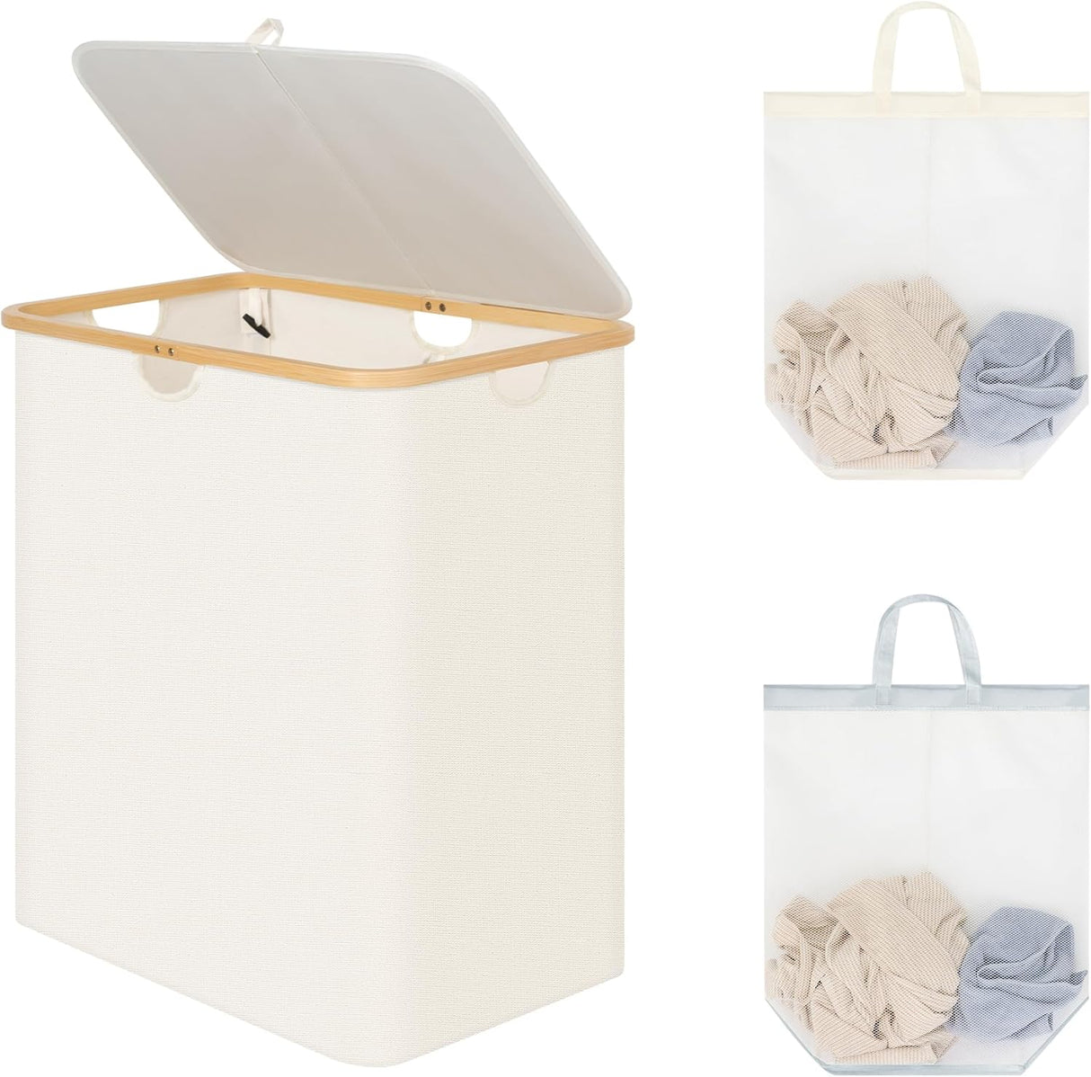 Cesta de Ropa Grande StorageWorks con Tapa y 2 Bolsas Extraíbles