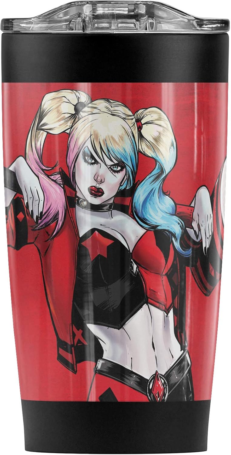 Taza de Acero Inoxidable Harley Quinn 20 oz, Aislada, Tapa Fuga