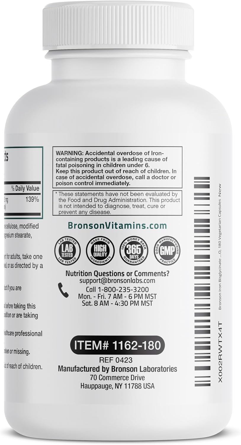 Suplemento Bisglicinato de hierro 25 mg apoya la energía