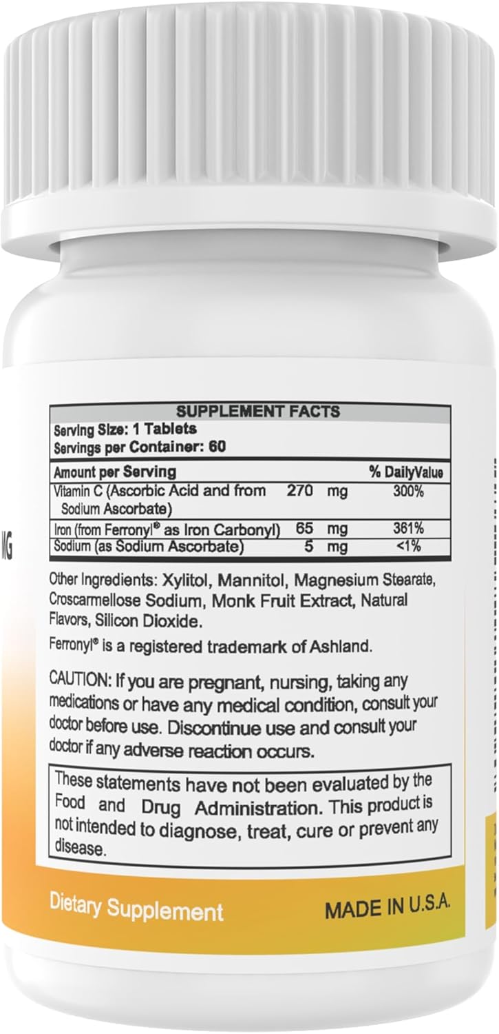 Suplemento Hierro masticable 65 mg con vitamina C 270 m 60un