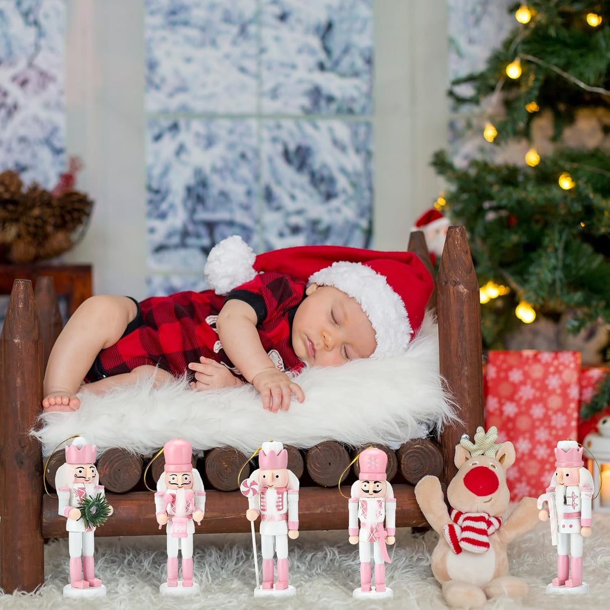 10 Pcs Adornos de Navidad Nutcracker de Madera 5 Figuras