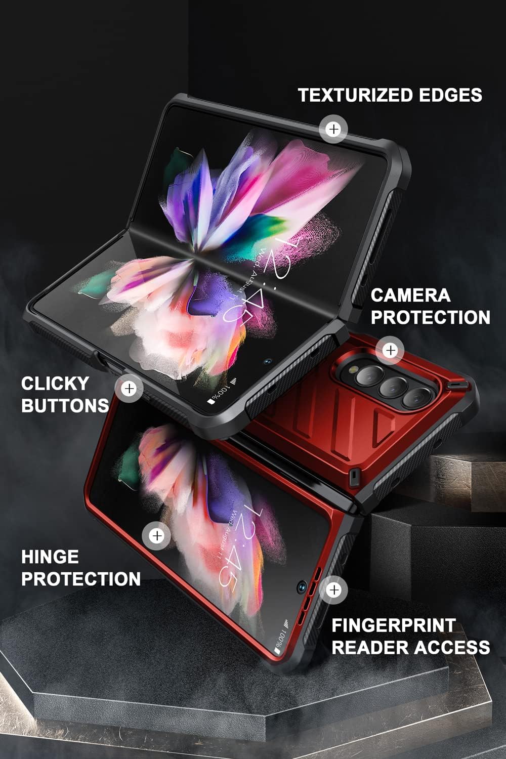SUPCASE Unicorn Beetle - Funda protectora para Galaxy Z Fold 3 5G (2021), resistente clip para cinturón a prueba de golpes, con protector de pantalla integrado y soporte (roido)