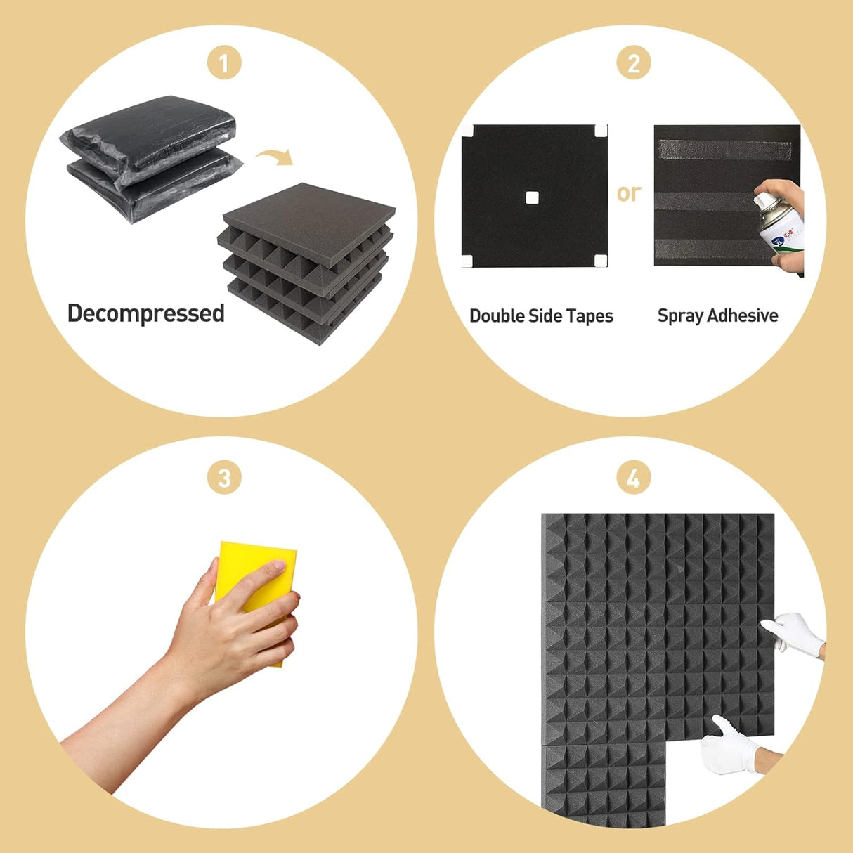 Paneles Acústicos AUSLET 12x12x2, Espuma Aislante, 36 Pzas