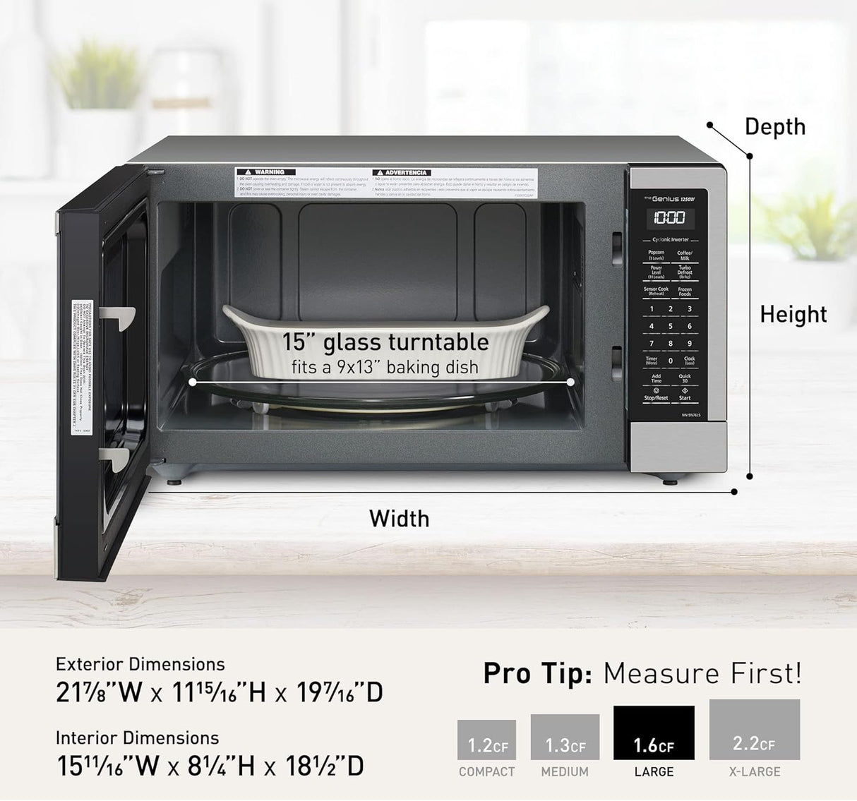 Microondas Panasonic 1.6 cu.ft 1250W con Sensor Genius NN-SN76LS