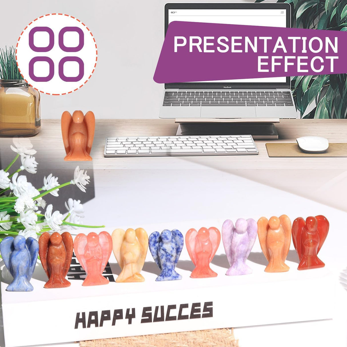 QINJIEJIE Decoración de ángel de cristal de aventurina roja.