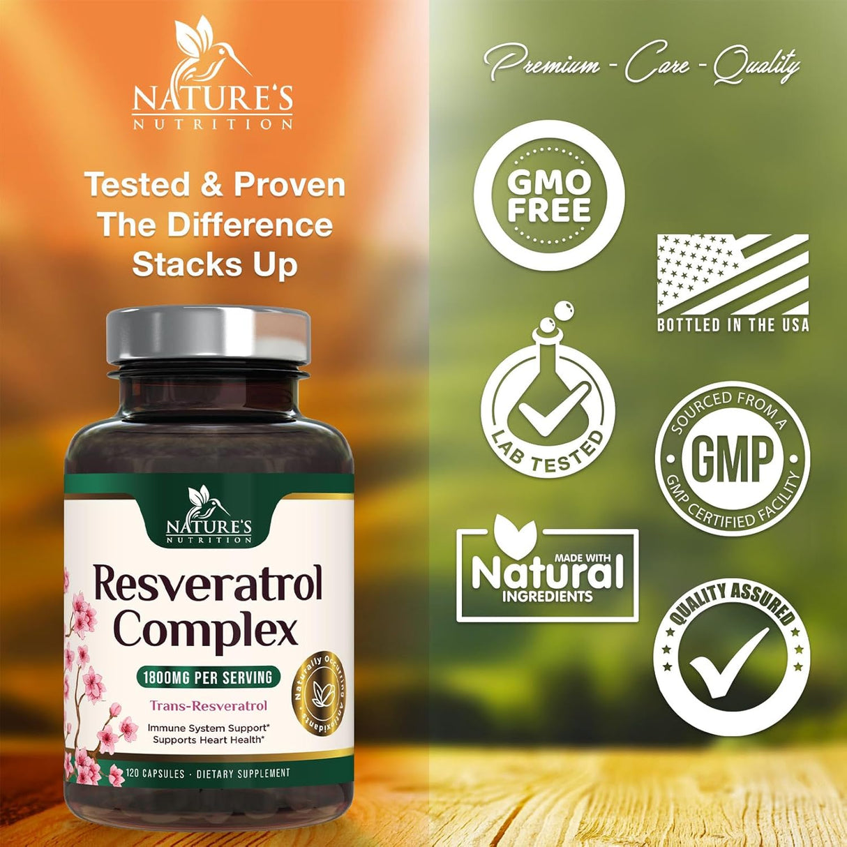 Suplemento Resveratrol 1800 mg por porción antioxidantes 120