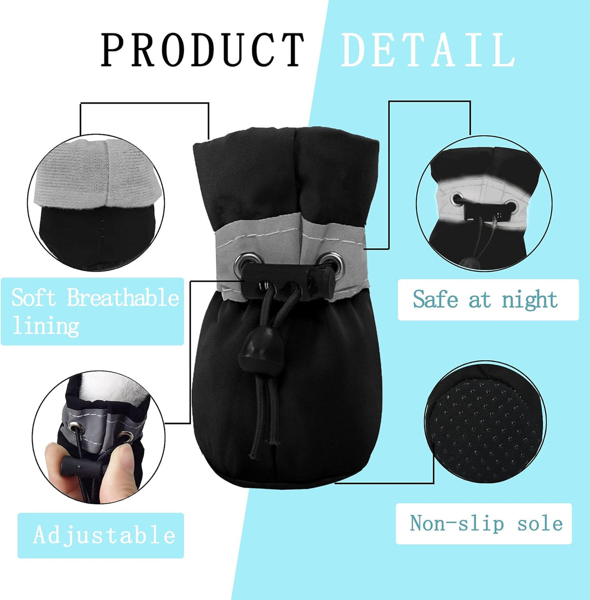 YAODHAOD - Zapatos para perros pequeños, antideslizantes, protectores de patas con correas reflectantes, ligeros, para caminar, para mascotas pequeñas o medianas